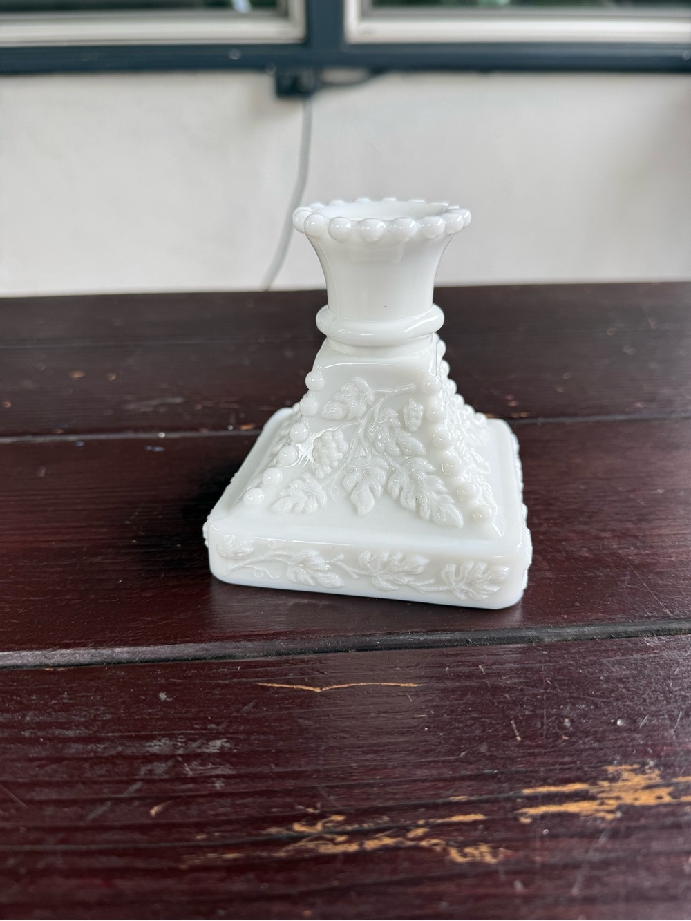 Vintage Milk Glass Candlestick Holder